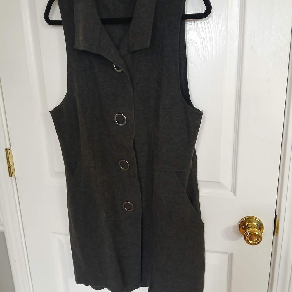 Habitat Charcoal Gray Vest Lagenlook Artsy Layering Boho